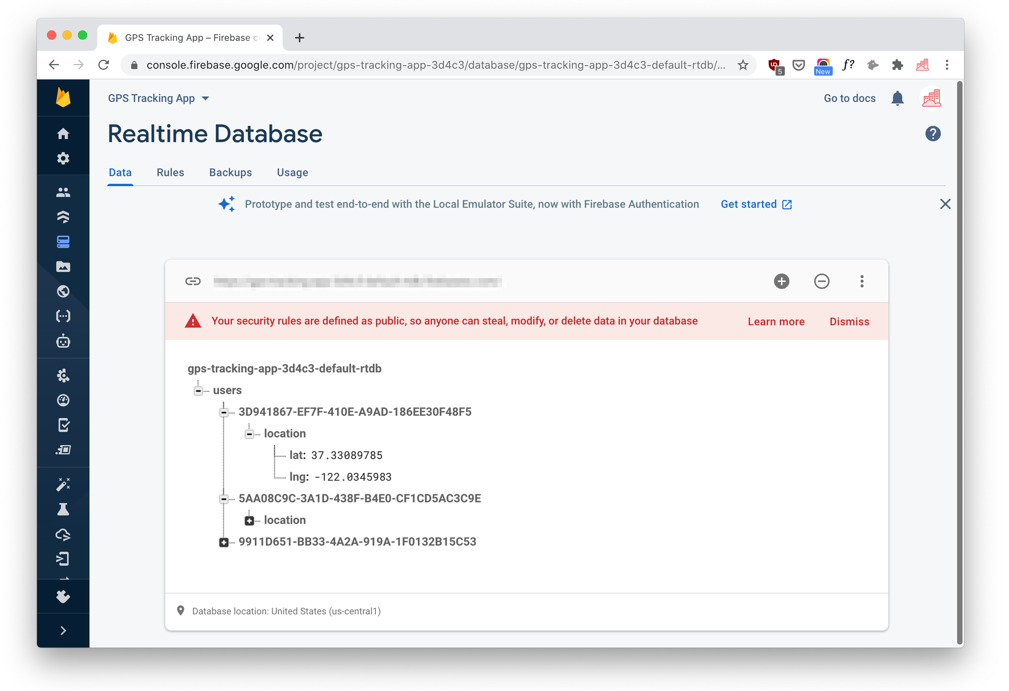 google firebase real time database setup for driver live tracking