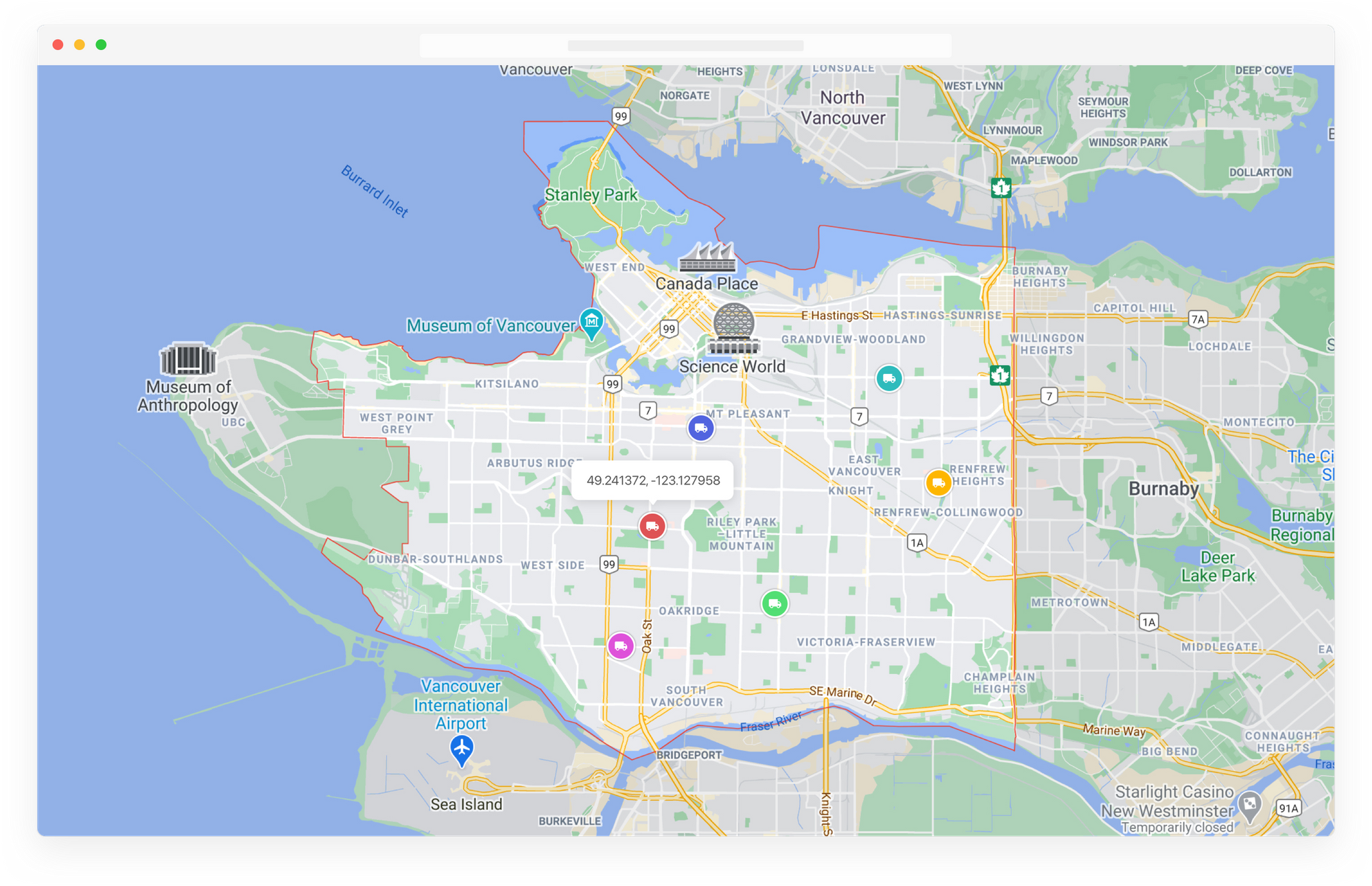 Driver tracking location tracker on Google Maps