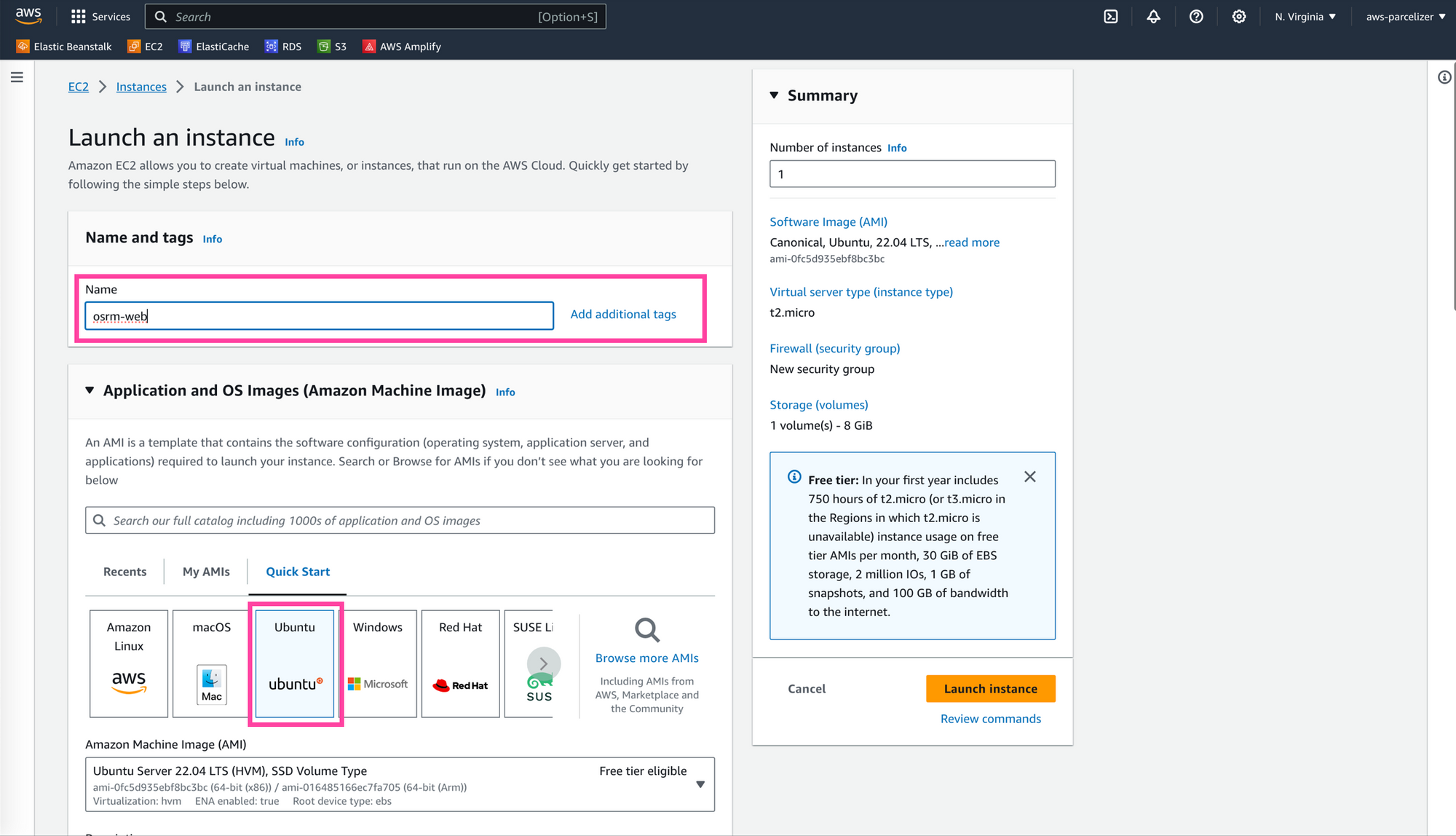 Naming the EC2 instance that will host the OSRM API