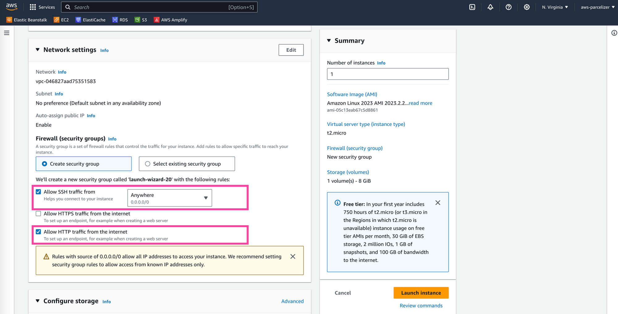 Configuring EC2 to accept inbound traffic from HTTP and SSH requests to OSRM