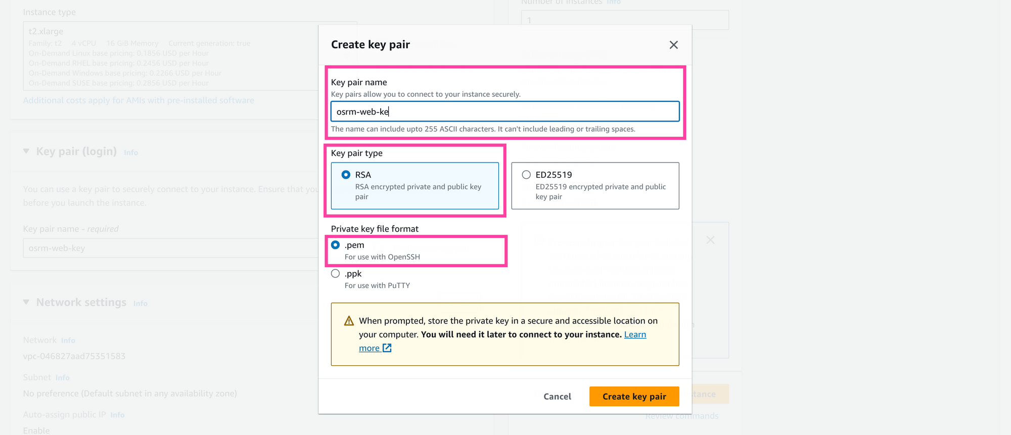 Creating a .pem file for authentication with EC2