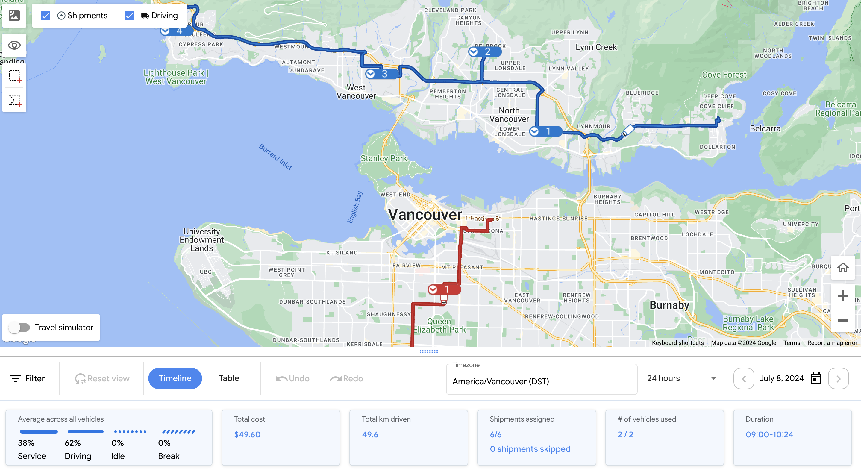 The GMPRO Fleet Routing App free route planner