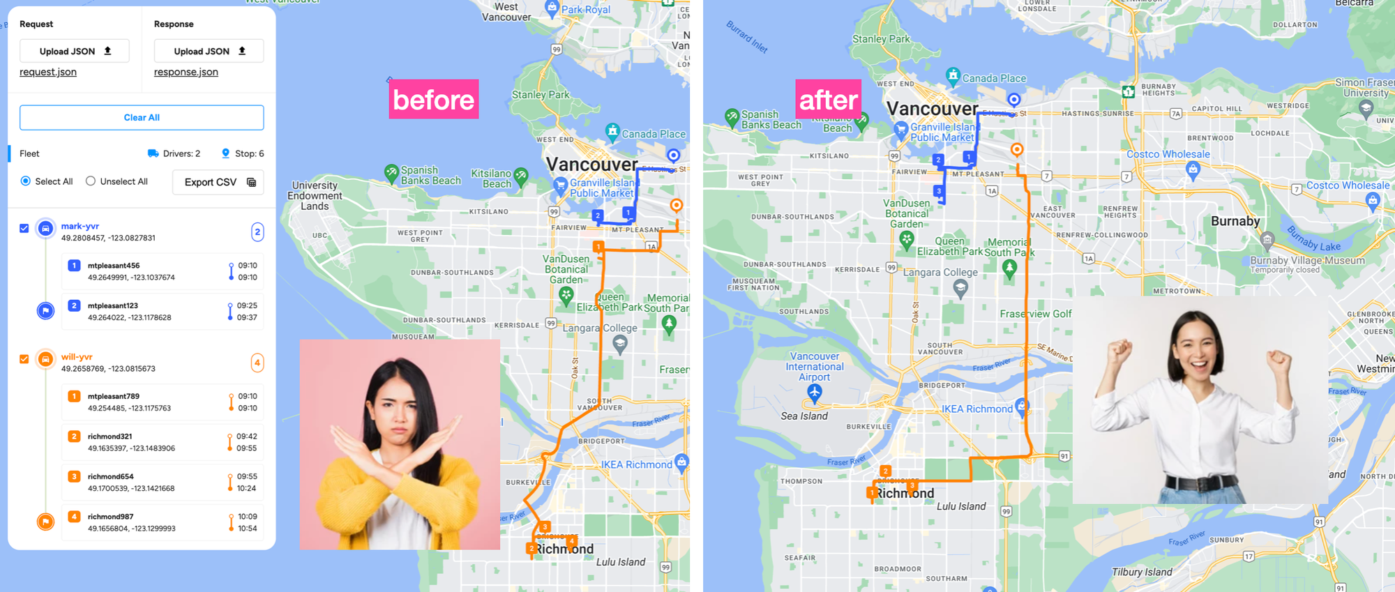 How clustering using soft constraints changes the shape of the route