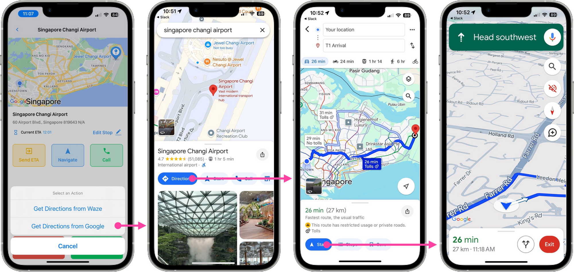 The Maps URL method of using the Google Maps app for turn-by-turn directions