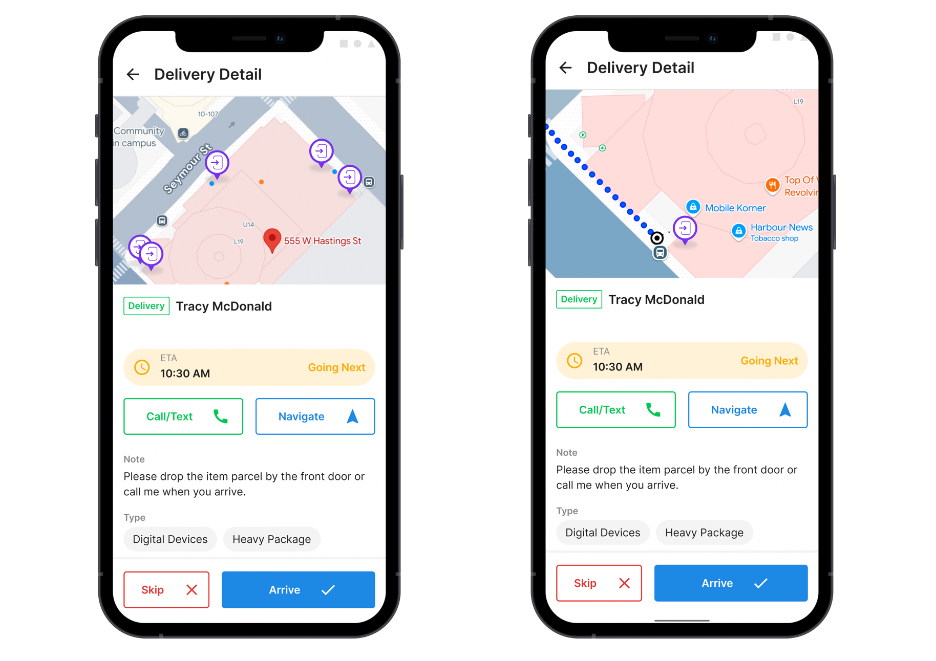 The Building Outlines and Entrances API used in a driver app