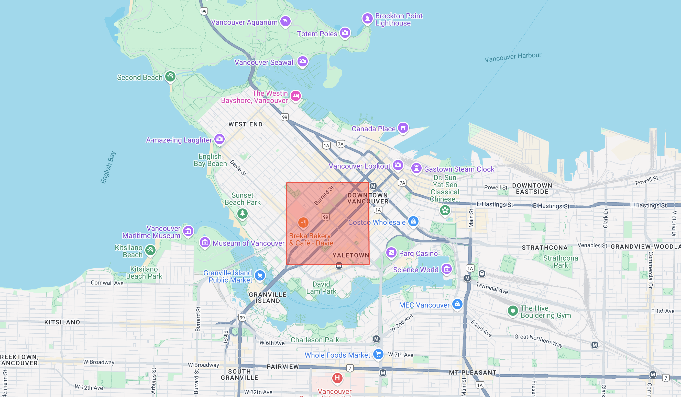 A polygon drawn on a map using the Google Maps Javascript API