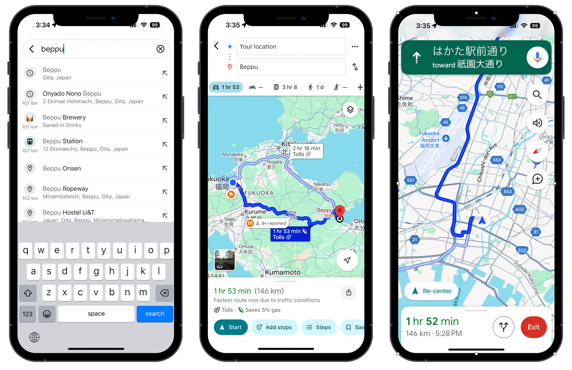 Google Maps consumer app in-app turn by turn navigation