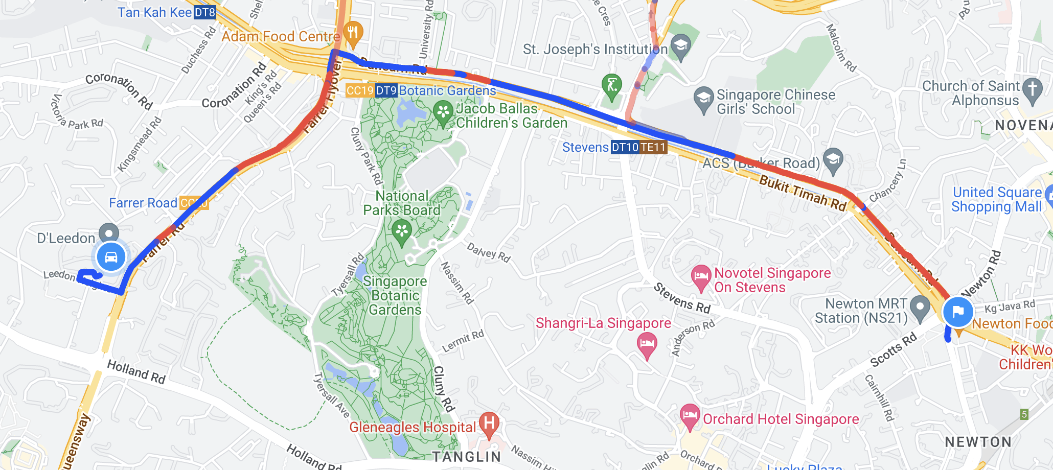 Color coded, traffic aware polyline returned by the Routes API