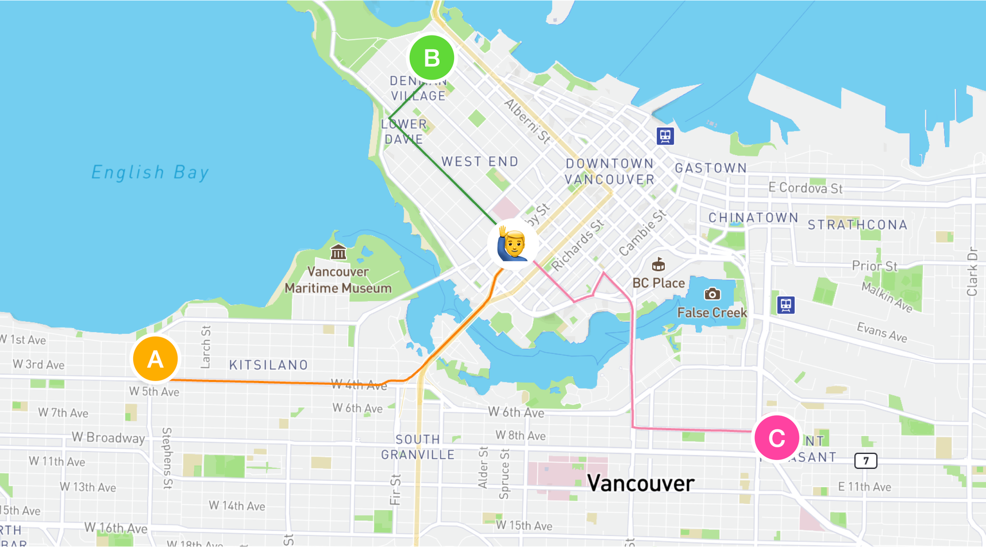 A distance matrix API used in a taxi dispatch scenario