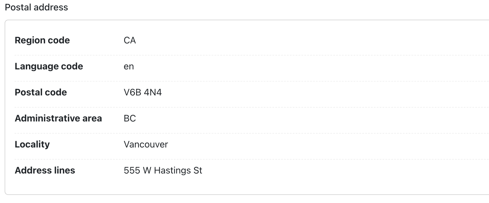 Postal address