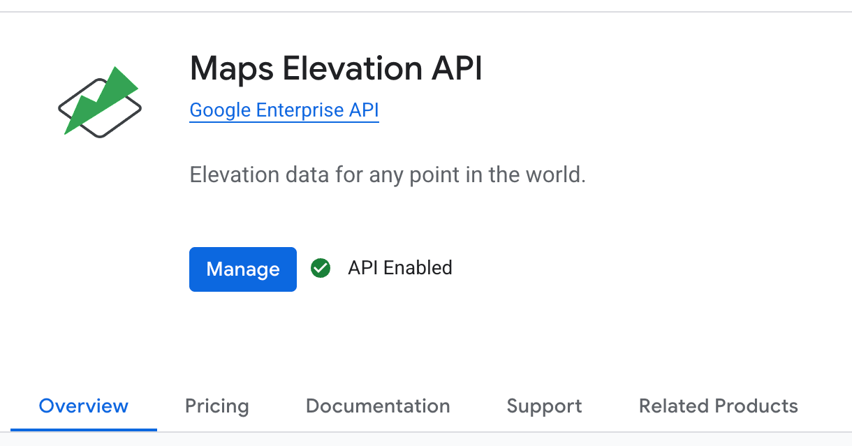 Enabling the Google Elevation API in the Cloud Console