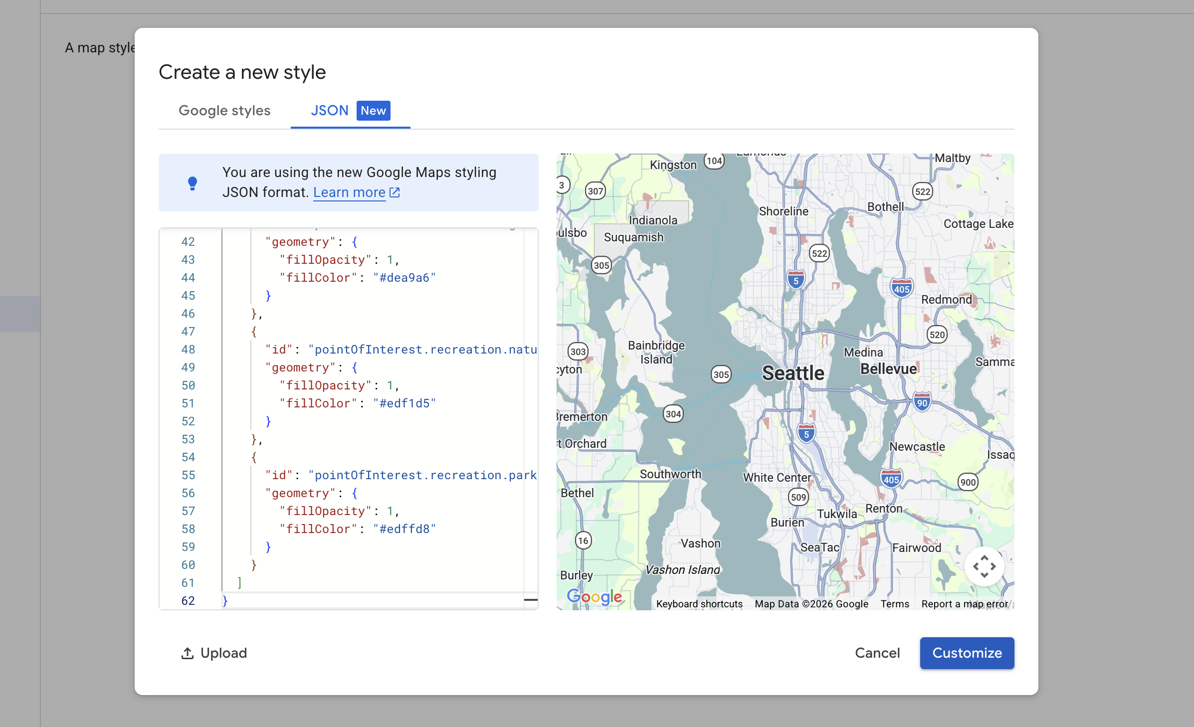 New style being applied to the map