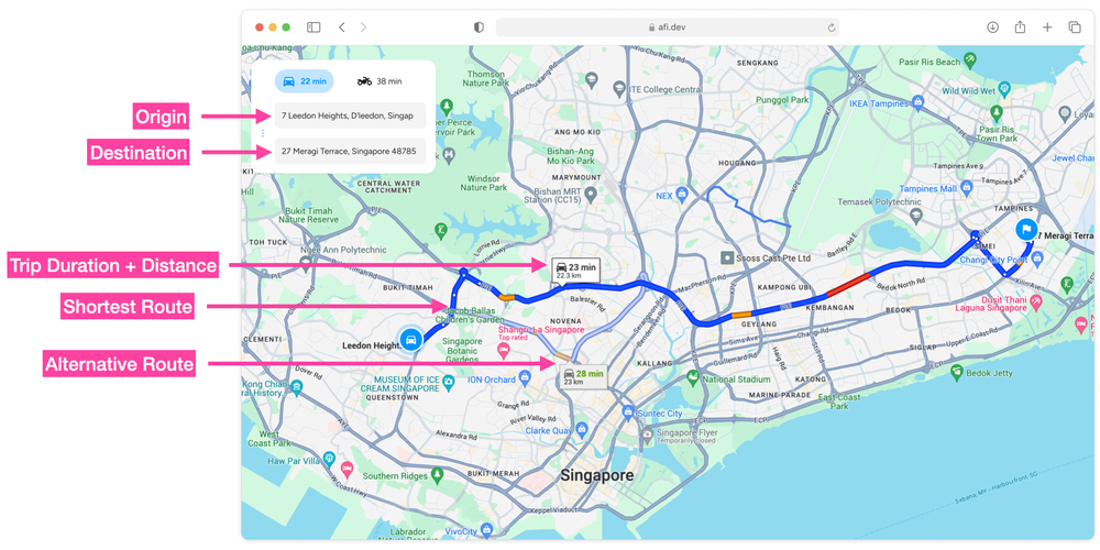 Plan a route with multiple stops using the Routes API