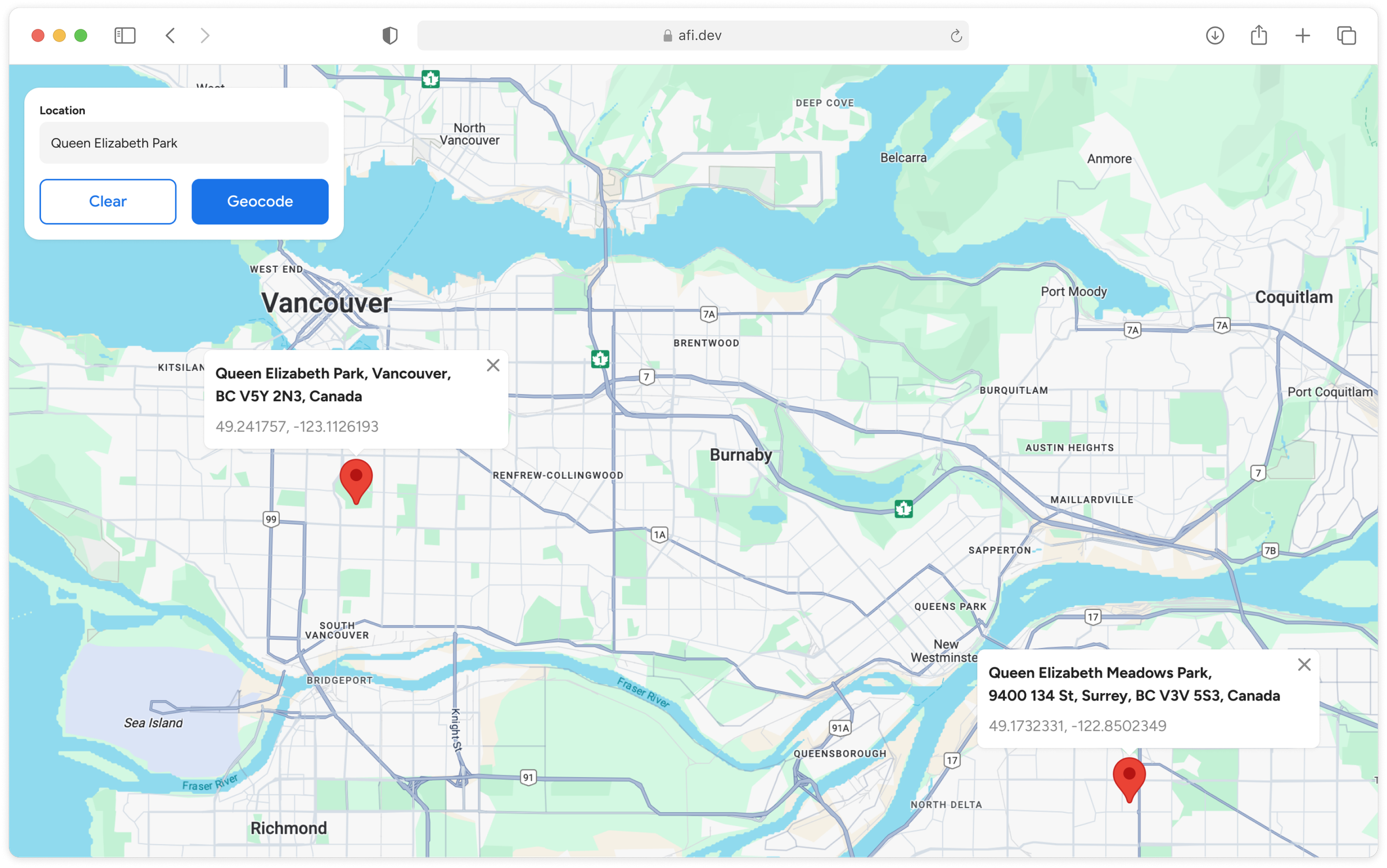 Forward geocoding with the Google - Google Geocode 1